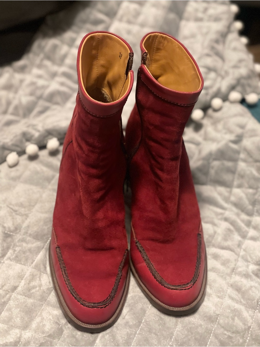 Hogan Red Suede Ankle Booties
